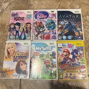 Wii Game Bundle of 6 Bratz Avatar Sims Sonic Disney LPS